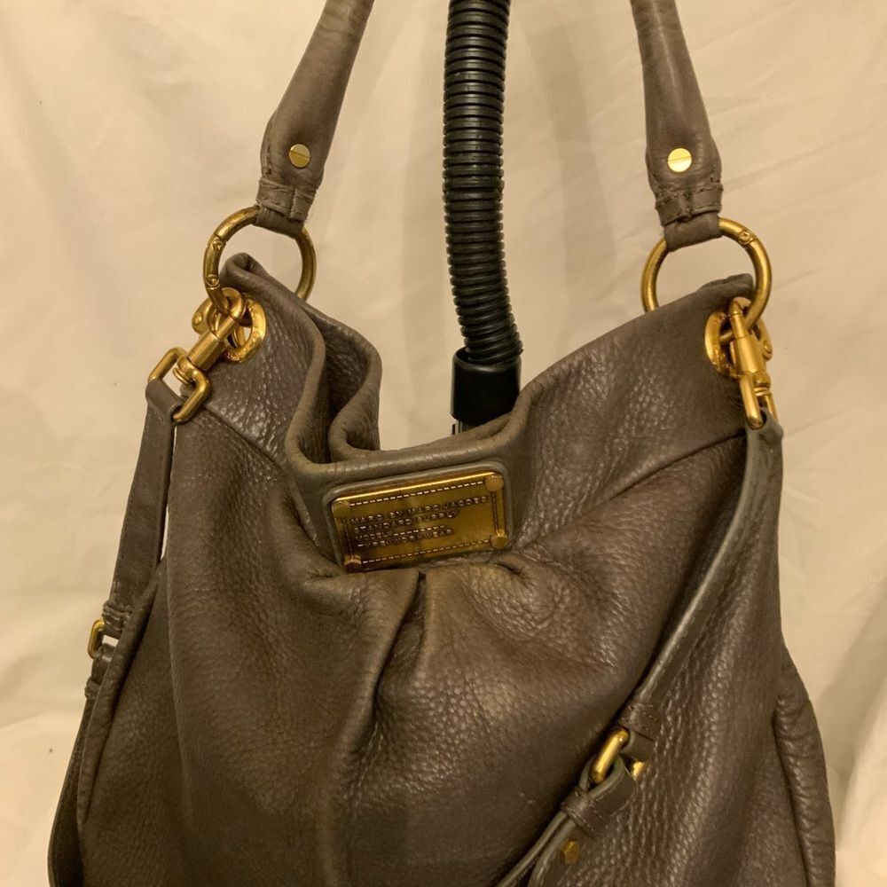 Marc by Marc Jacobs Classic Q Hillier Hobo Handbag, Grey-Taupe Leather,